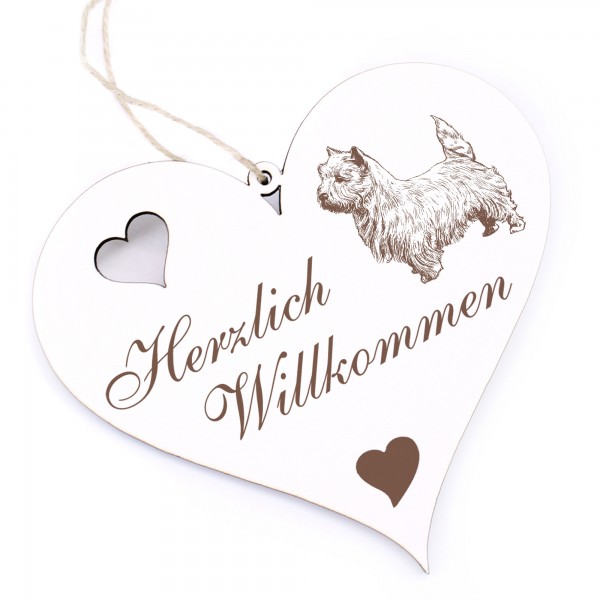 Herzlich Willkommen Schild - West Highland White Terrier - Deko Herz Holz
