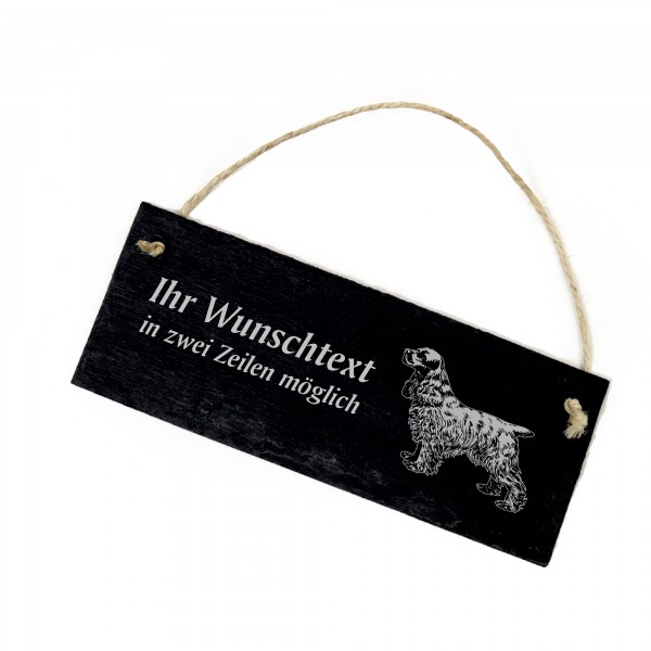 Hundeschild English Cocker Spaniel Türschild Schiefer - personalisiert - 22cm x 8cm