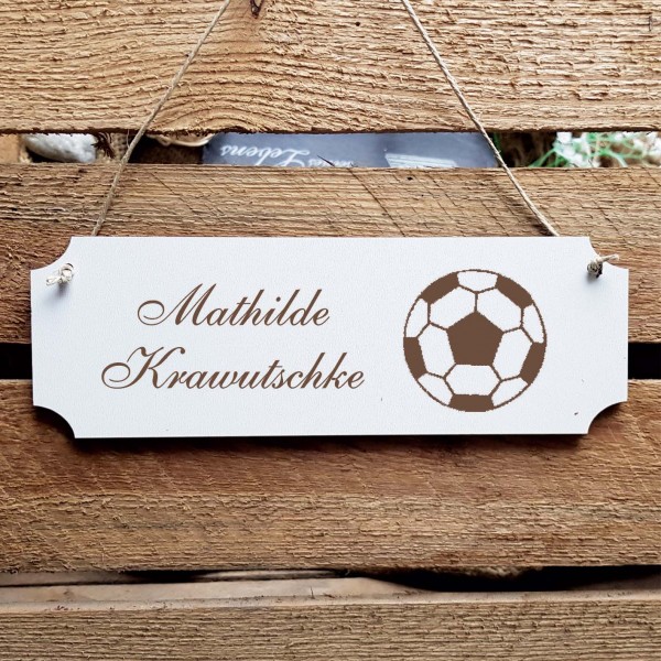 Schild « Fußball » Namensschild Türschild zum Anhängen - 20 x 6,7 cm