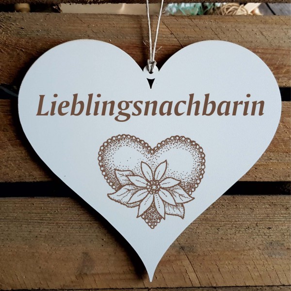 Schild Herz Lieblingsnachbarin - 13 x 12 cm