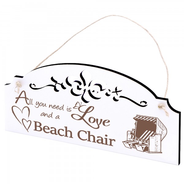 Schild Strandkorb Deko 20x10cm - All you need is Love and a Beach Chair - Holz
