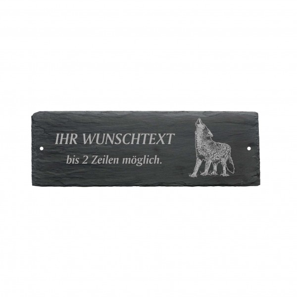Türschild « HEULENDER WOLF » ca. 22 x 8 cm - aus Schiefer