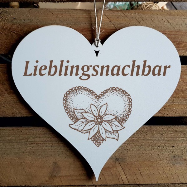Schild Herz Lieblingsnachbar - 13 x 12 cm