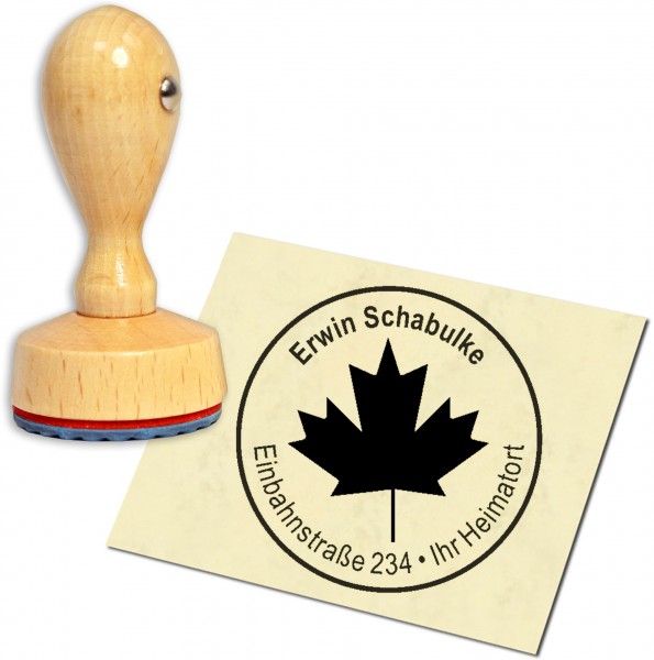 Stempel Adressstempel Holzstempel - Fahne Canada - rund 40mm