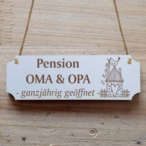 Dekoschild « Pension Oma & Opa... »
