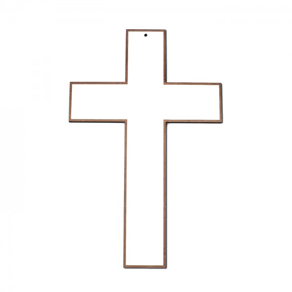 Holzkreuz Klassik Kreuz weiß Kruzifix Wandkreuz schlicht aus Holz zum Anhängen 17 x 26 cm