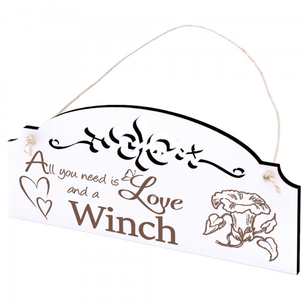 Schild Winde Deko 20x10cm - All you need is Love and a Winch - Holz