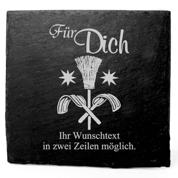 Deko Schiefer Untersetzer personalisiert Schornsteinfeger - Für Dich - 11x11cm