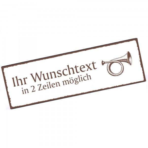 Türschild Waldhorn Namensschild personalisiert mit Gravur - 150mm x 50mm - selbstklebend