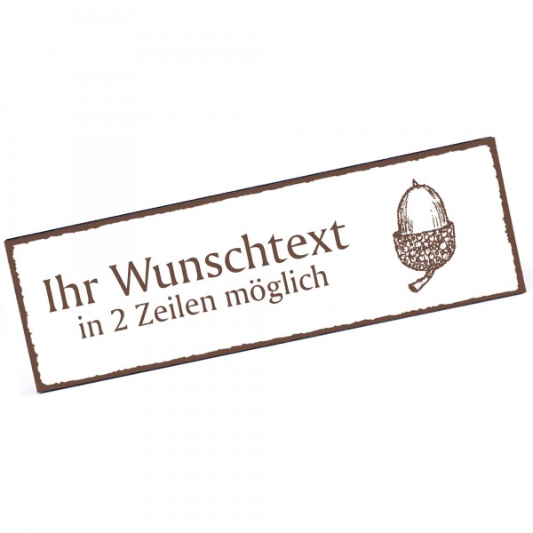Türschild Eichel Namensschild personalisiert mit Gravur - 150mm x 50mm - selbstklebend