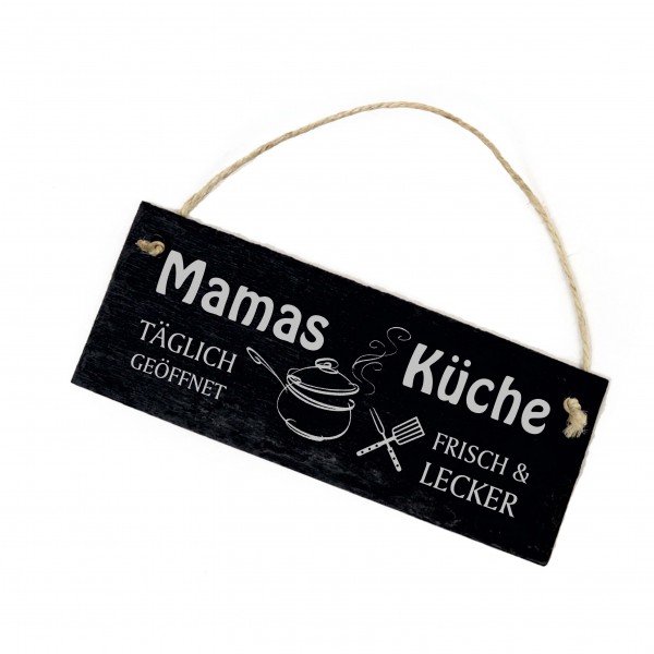 Mamas Küche Schild Türschild aus Schiefer graviert Schiefertafel Küchendeko 22 x 8 cm