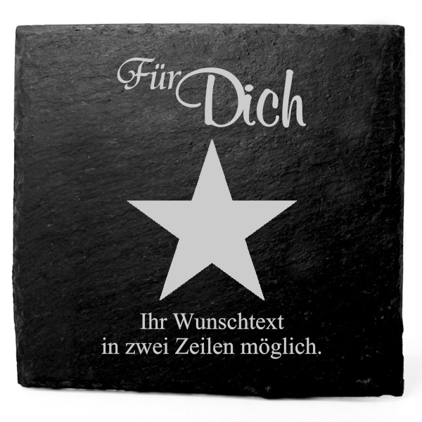 Deko Schiefer Untersetzer personalisiert Stern - Für Dich - 11x11cm