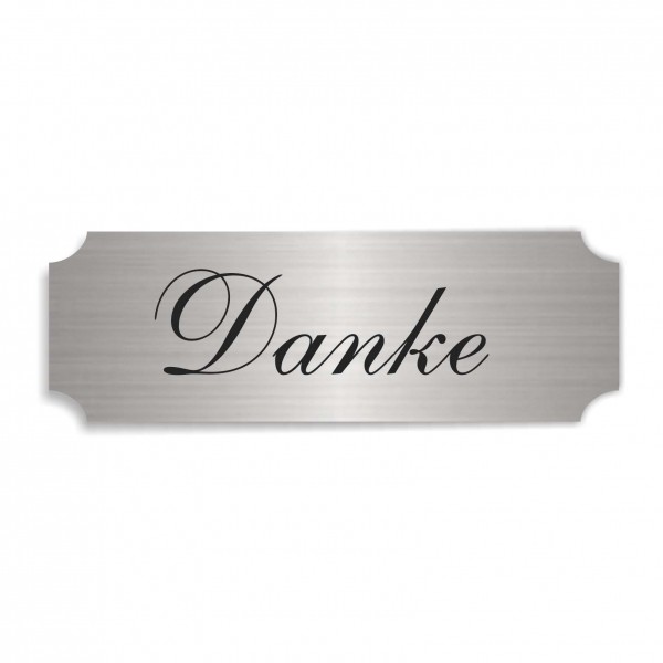 Schild « DANKE » selbstklebend - Aluminium Look - silber