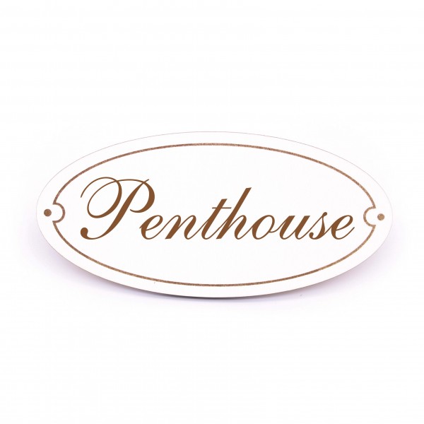 Ovales Türschild Penthouse - selbstklebend - 15 x 7 cm