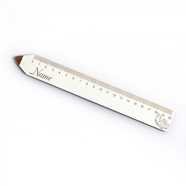 Lineal Bagger und Name - Stiftform 20 cm - personalisiert