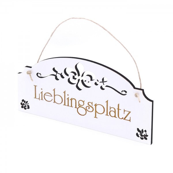 Schild Lieblingsplatz - Vintage Türschild mit Ornamenten