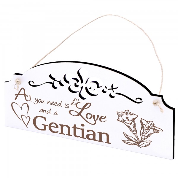Schild Enzian Deko 20x10cm - All you need is Love and a Gentian - Holz