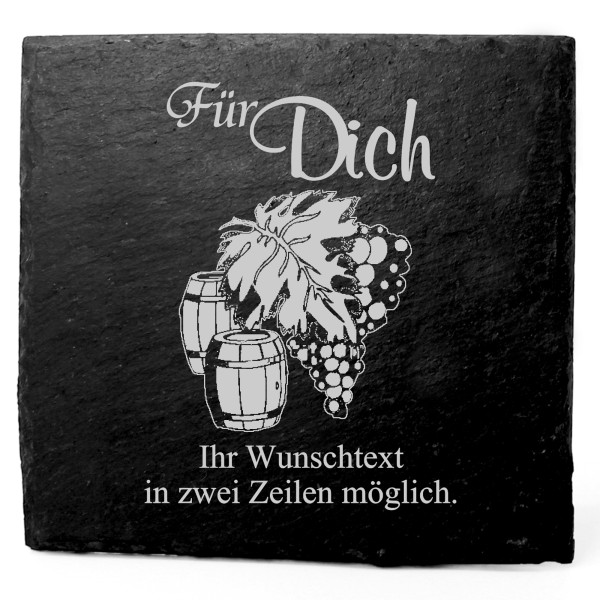 Deko Schiefer Untersetzer personalisiert Weinrebe - Für Dich - 11x11cm