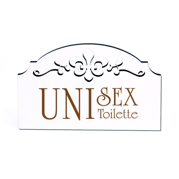 Unisex Toilette Türschild Schild Holz graviert Ornamente selbstklebend Vintage Türdeko 15,5 x 9,5