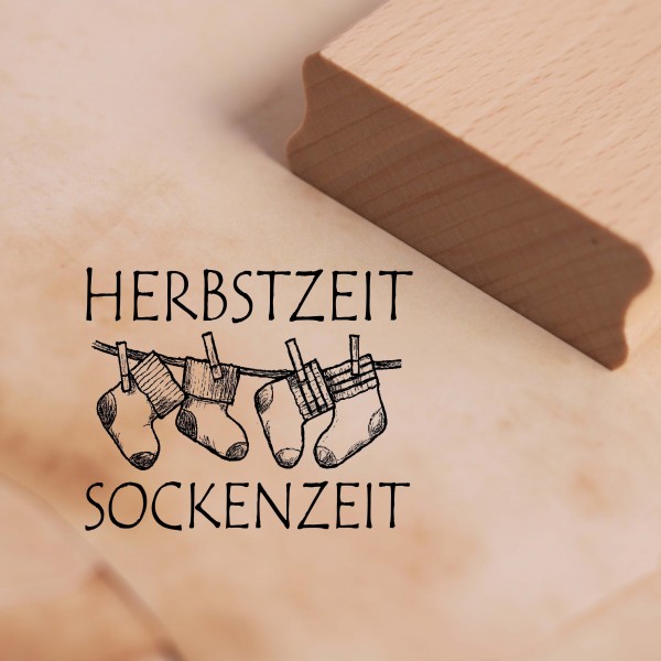Motivstempel Herbstzeit Sockenzeit - Herbst Stempel 48 x 38 mm