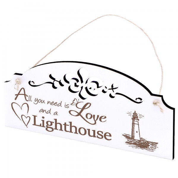 Schild Leuchtturm Deko 20x10cm - All you need is Love and a Lighthouse - Holz