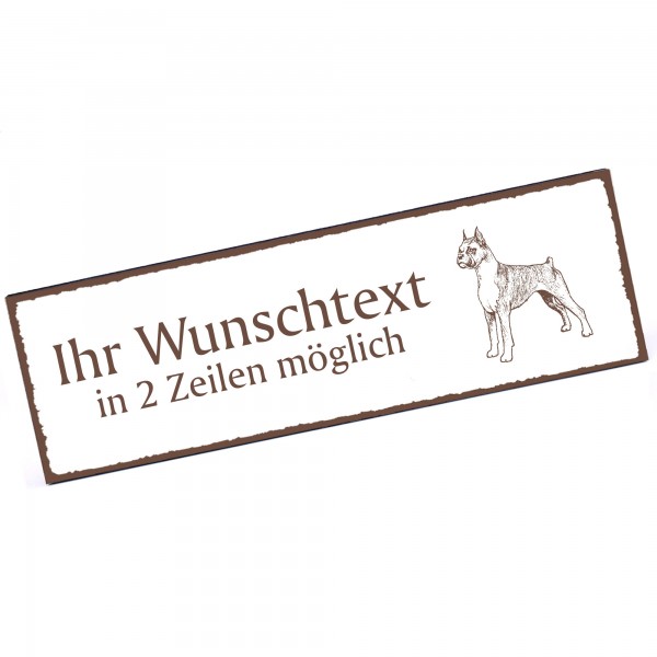 Türschild deutscher Boxer Namensschild personalisiert mit Gravur - 150mm x 50mm - selbstklebend