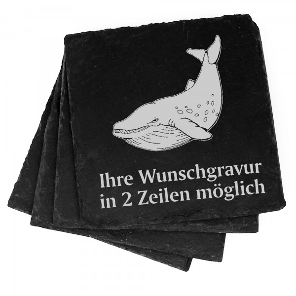 4x Wal Deko Schiefer Untersetzer Wunschgravur Set - 11 x 11 cm