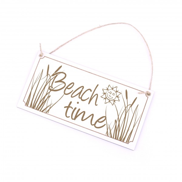 Beachtime Schild - Strand Beach Holz Türschild Dekoschild 20 x 10 cm