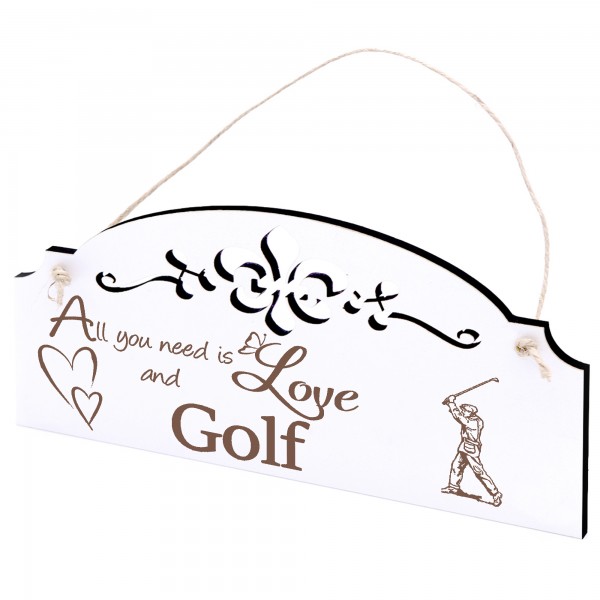 Schild Golfer Deko 20x10cm - All you need is Love and Golf - Holz