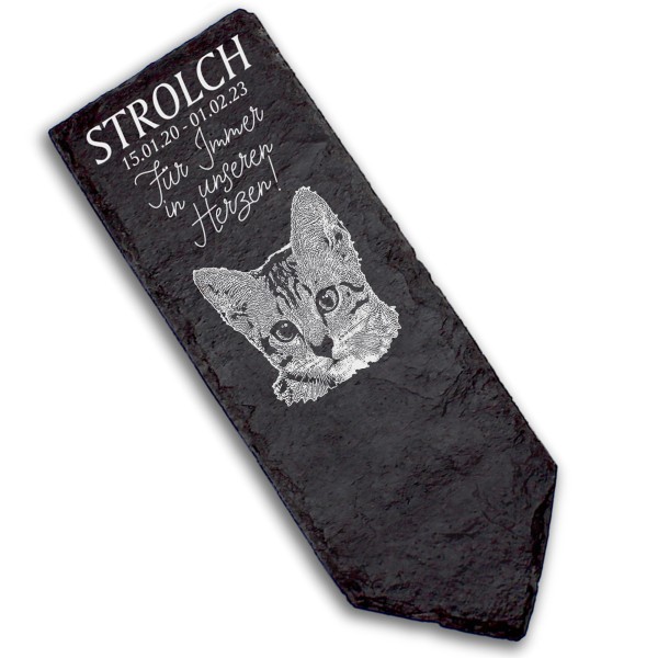 Grabstecker Grabschmuck Grabstein - Ägyptische Mau Katze - Personalisiert Grab Deko 8 x 22 cm Grabde
