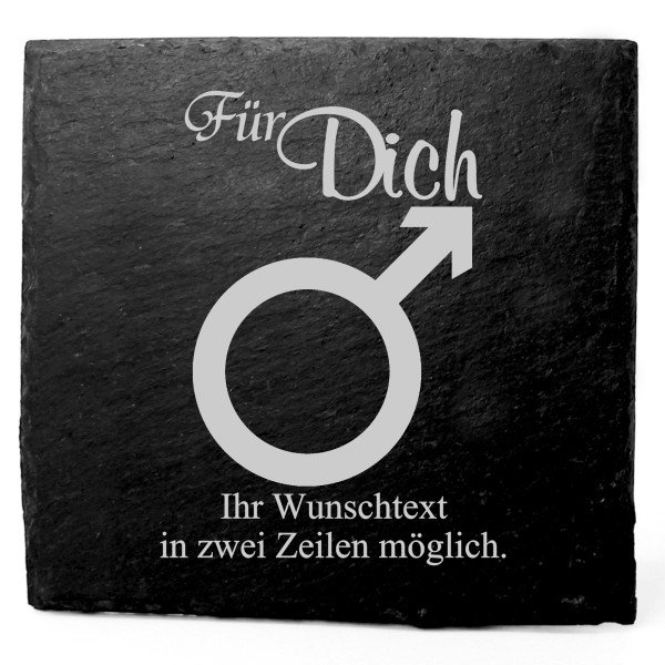 Deko Schiefer Untersetzer personalisiert Mann Symbol - Für Dich - 11x11cm