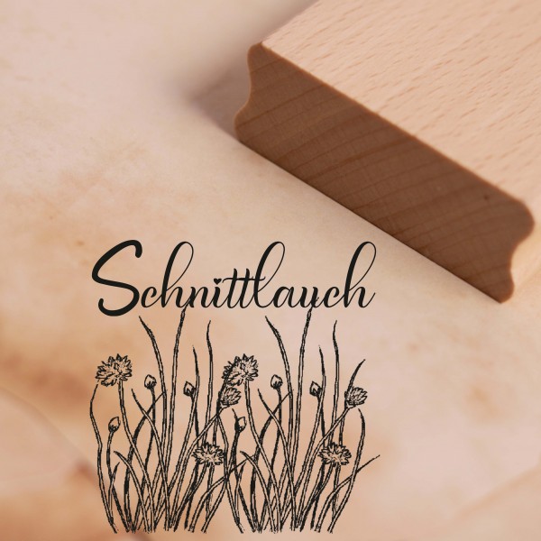 Motivstempel Schnittlauch - Kräuter Küchenkräuter Stempel Holzstempel 48 x 48 mm