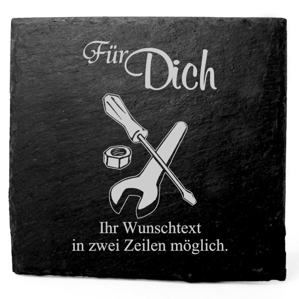 Deko Schiefer Untersetzer personalisiert Werkzeug - Für Dich - 11x11cm