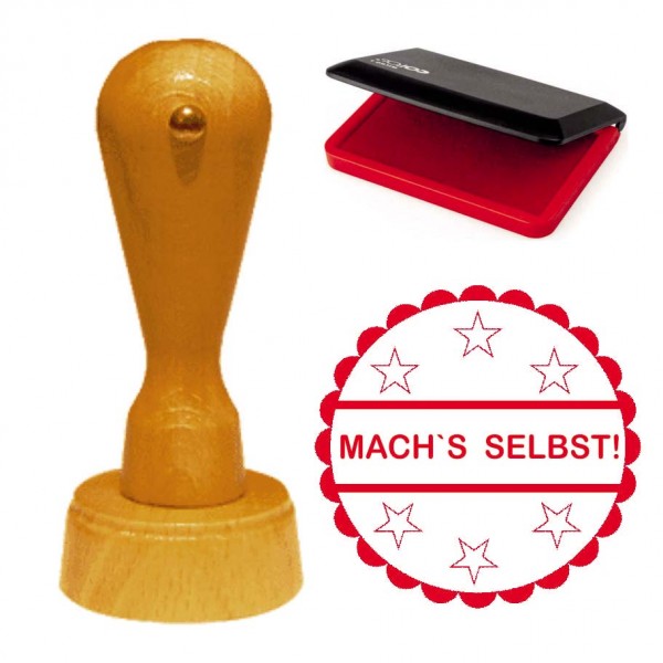 Cooler Stempel « MACH'S SELBST! » inkl. Stempelkissen