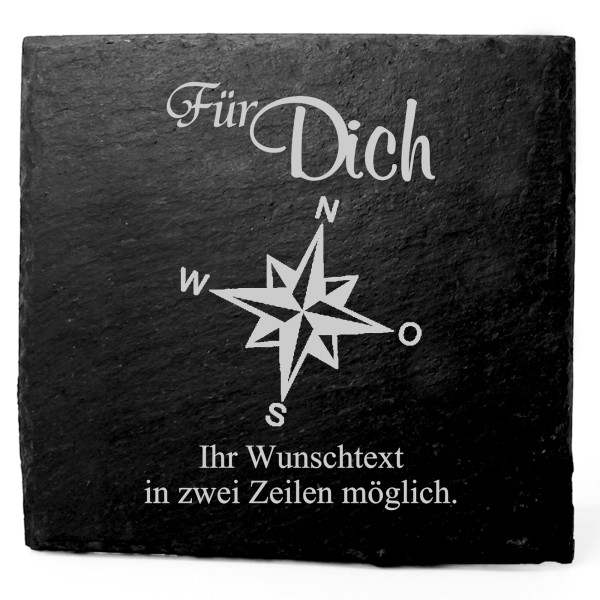 Deko Schiefer Untersetzer personalisiert Windrose - Für Dich - 11x11cm