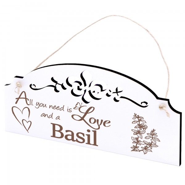 Schild Basilikum Deko 20x10cm - All you need is Love and a Basil - Holz