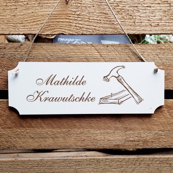 Schild « Handwerker Heimwerker » Namensschild Türschild zum Anhängen - 20 x 6,7 cm