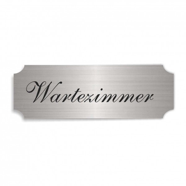 Schild « WARTEZIMMER » selbstklebend - Aluminium Look - silber