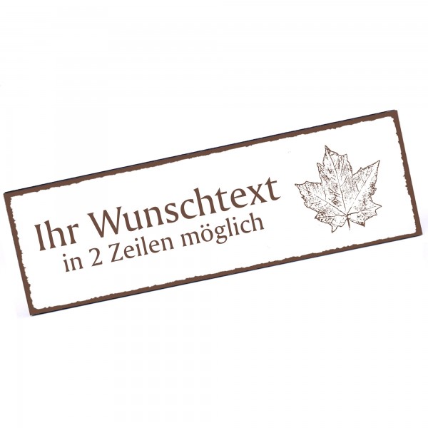 Türschild Ahornblatt Herbst Namensschild personalisiert mit Gravur - 150mm x 50mm - selbstklebend
