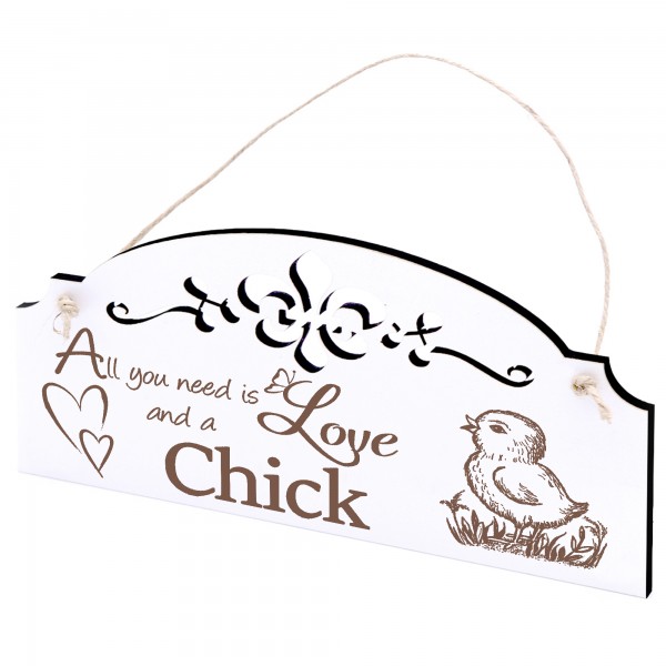 Schild Küken Deko 20x10cm - All you need is Love and a Chick - Holz