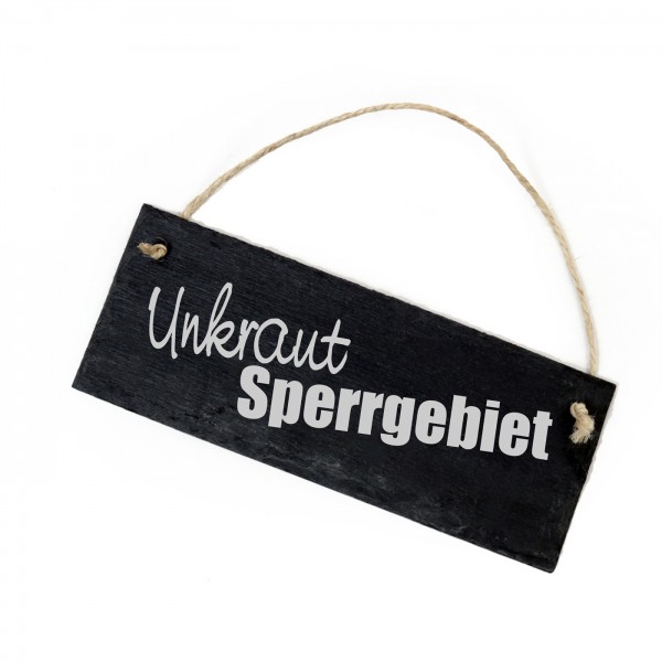 Schiefertafel « UNKRAUT SPERRGEBIET » Schild - 22x8