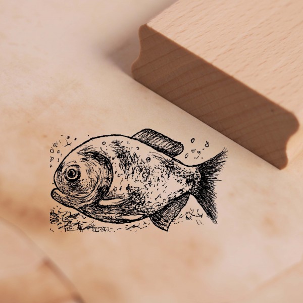 Motivstempel Piranha - Fisch Stempel Holzstempel 48 x 28 mm