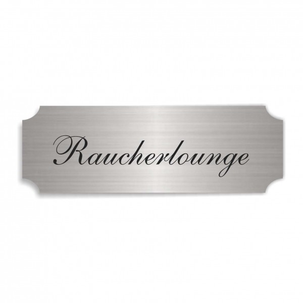 Schild « RAUCHERLOUNGE » selbstklebend - Aluminium Look - silber