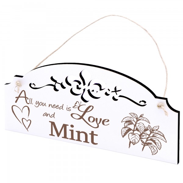 Schild Minze Deko 20x10cm - All you need is Love and Mint - Holz