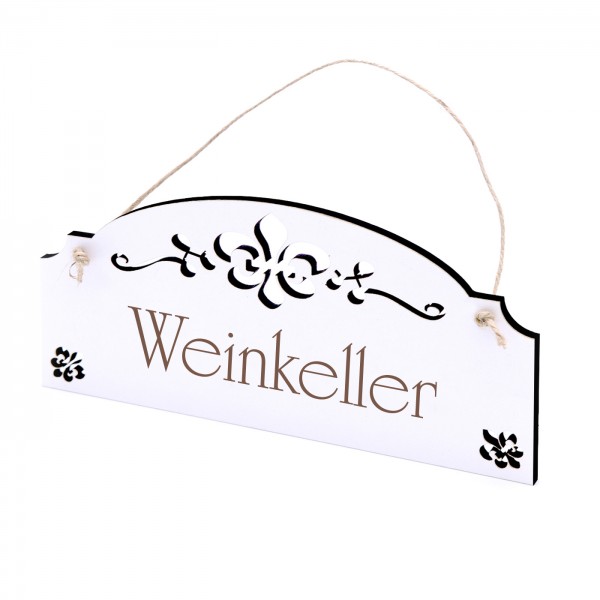 Schild Weinkeller - Vintage Türschild mit Ornamenten