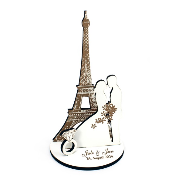Geldgeschenke zur Hochzeit Geschenk - Eiffelturm und Brautpaar - Hochzeitsgeschenk personalisiert