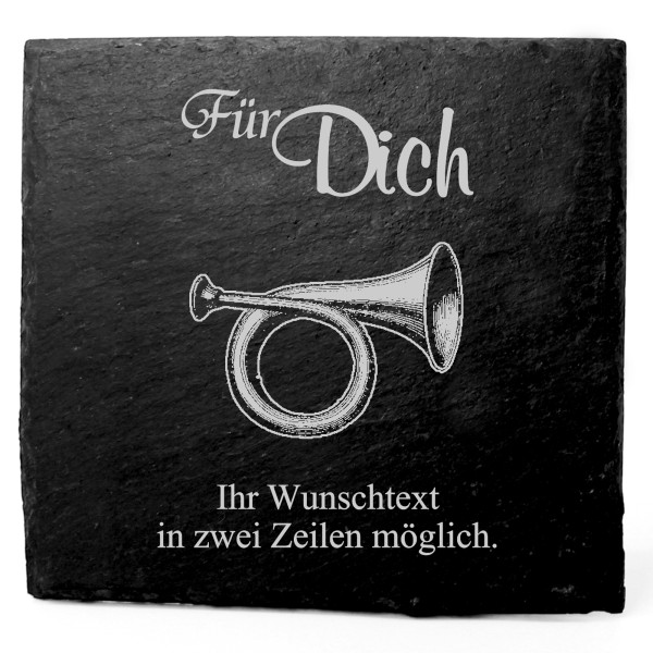 Deko Schiefer Untersetzer personalisiert Waldhorn - Für Dich - 11x11cm