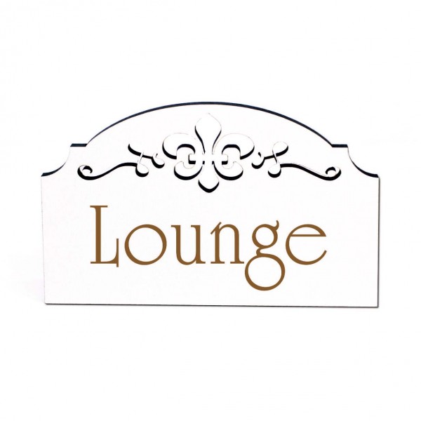 Lounge Schild Holz Türschild graviert Ornamente selbstklebend Foyer Hotel Türdeko 15,5 x 9,5 cm