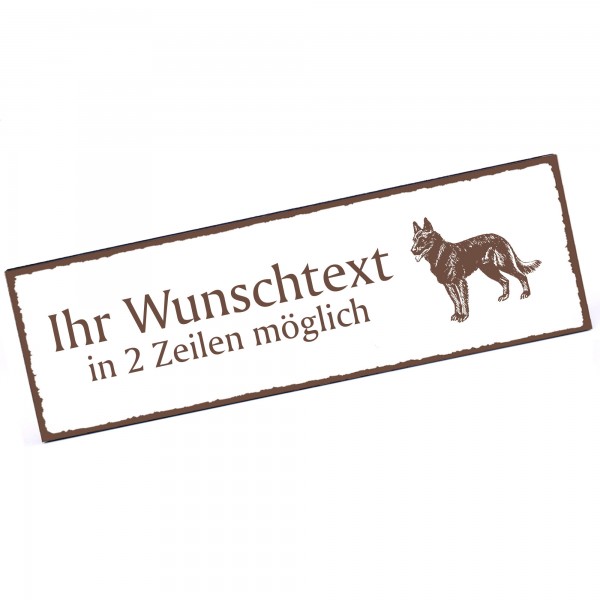 Türschild belgischer Schäferhund Malinois Namensschild personalisiert mit Gravur - 150mm x 50mm - s