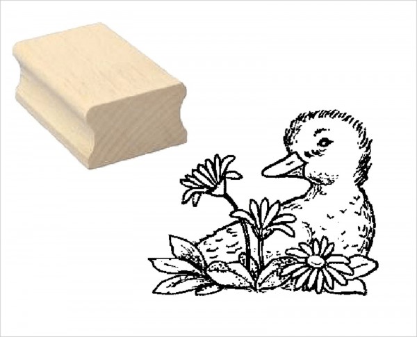 Motivstempel « Ente auf der Blumenwiese »